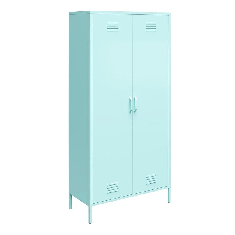 Armoire de rangement haute en métal à 2 portes, orange/rose, 1 personne
