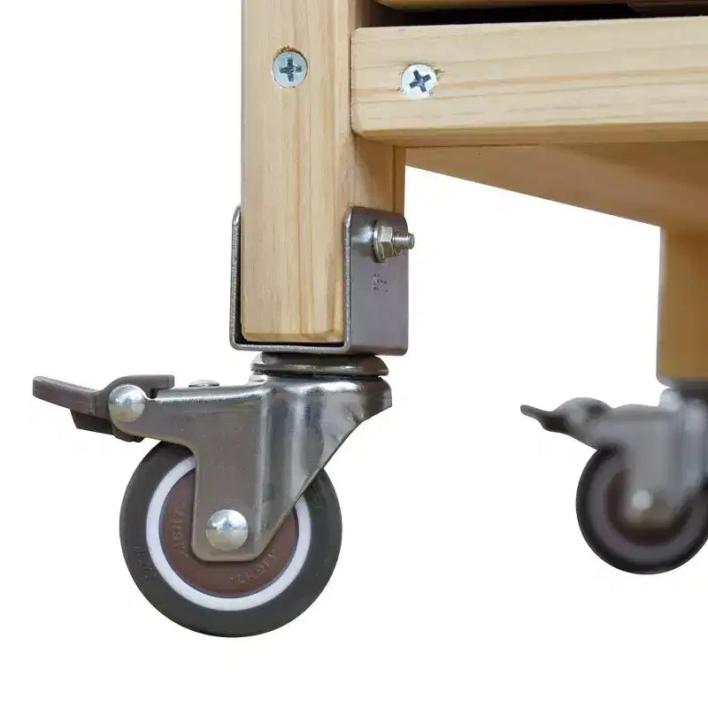 Îlot de cuisine d'extérieur Okak avec plateau en acier inoxydable, chariot de cuisine en bois avec portes, étagères et porte-épices, îlot de cuisine roulant