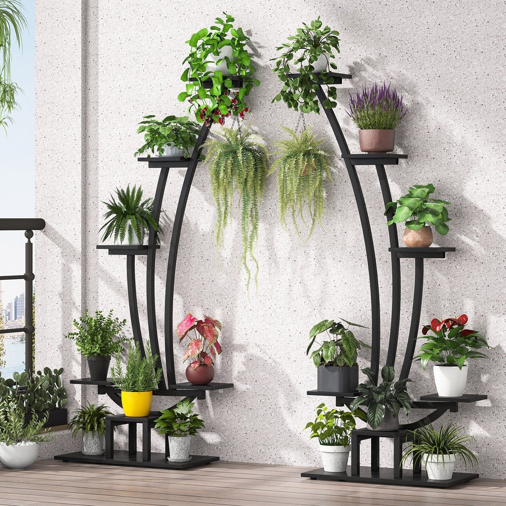 Étagère à plantes d'intérieur, porte-fleurs à 6 niveaux pour jardin - Lot de 2