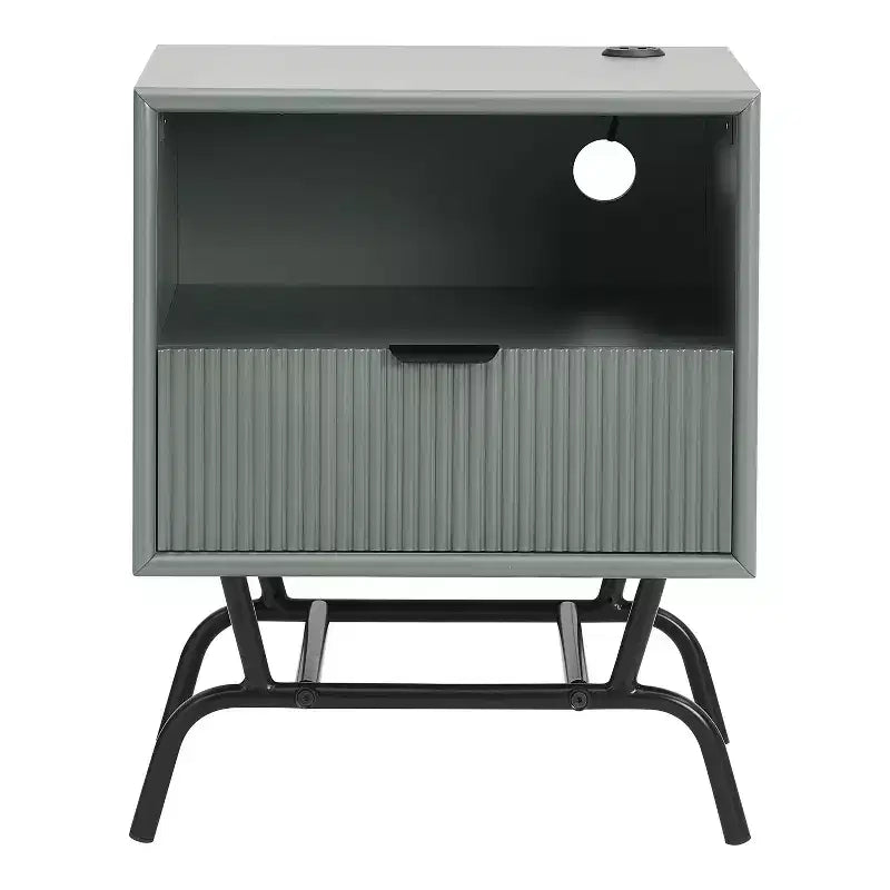 Table d'appoint moderne 1 tiroir avec ports USB et étagère, 45 cm