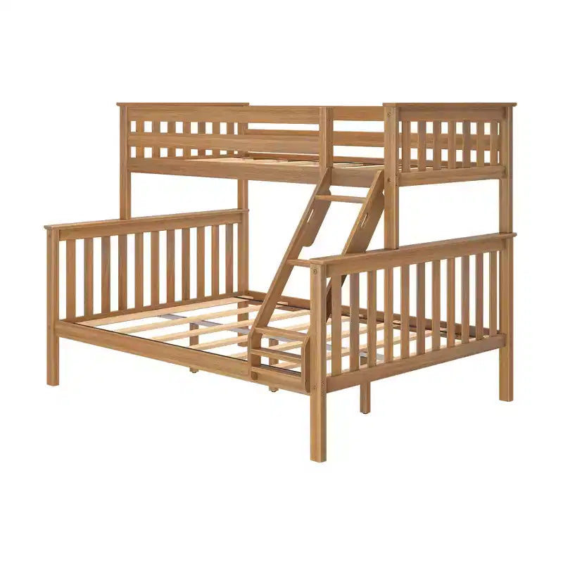 Lit superposé en bois massif deux places XL au-dessus d'un lit Queen pour enfants