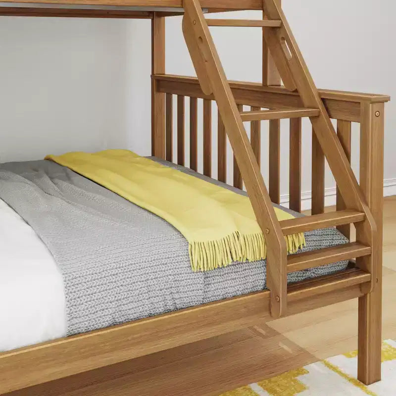 Lit superposé en bois massif deux places XL au-dessus d'un lit Queen pour enfants
