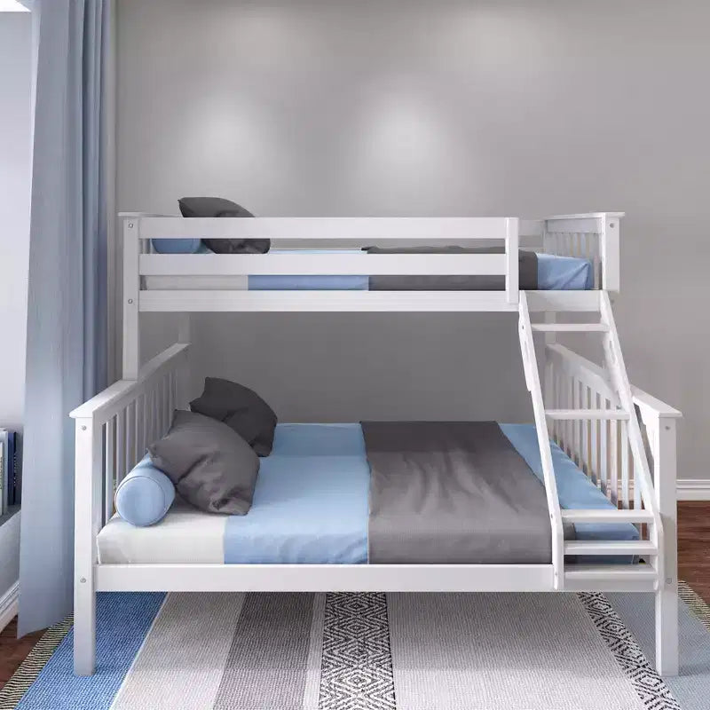 Lit superposé en bois massif deux places XL au-dessus d'un lit Queen pour enfants