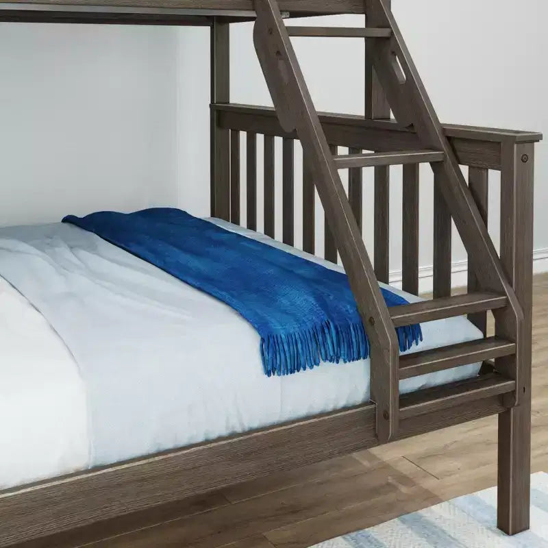 Lit superposé en bois massif deux places XL au-dessus d'un lit Queen pour enfants