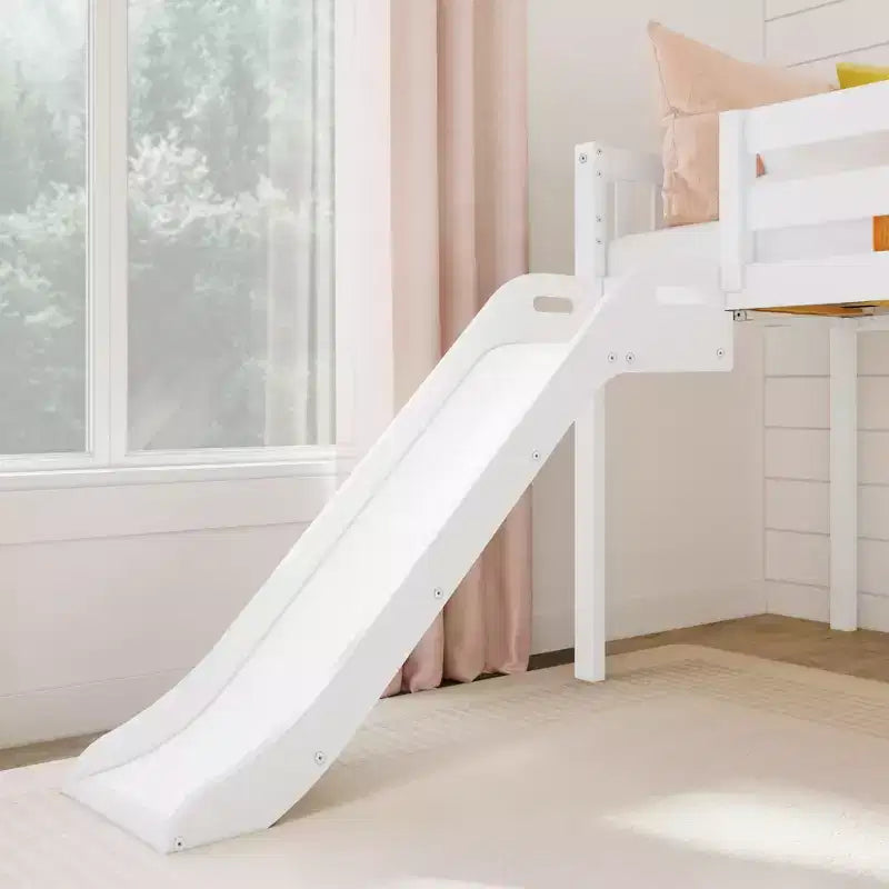 Lit mezzanine bas jumeau avec toboggan et escaliers, lit plateforme pour enfants en bois massif