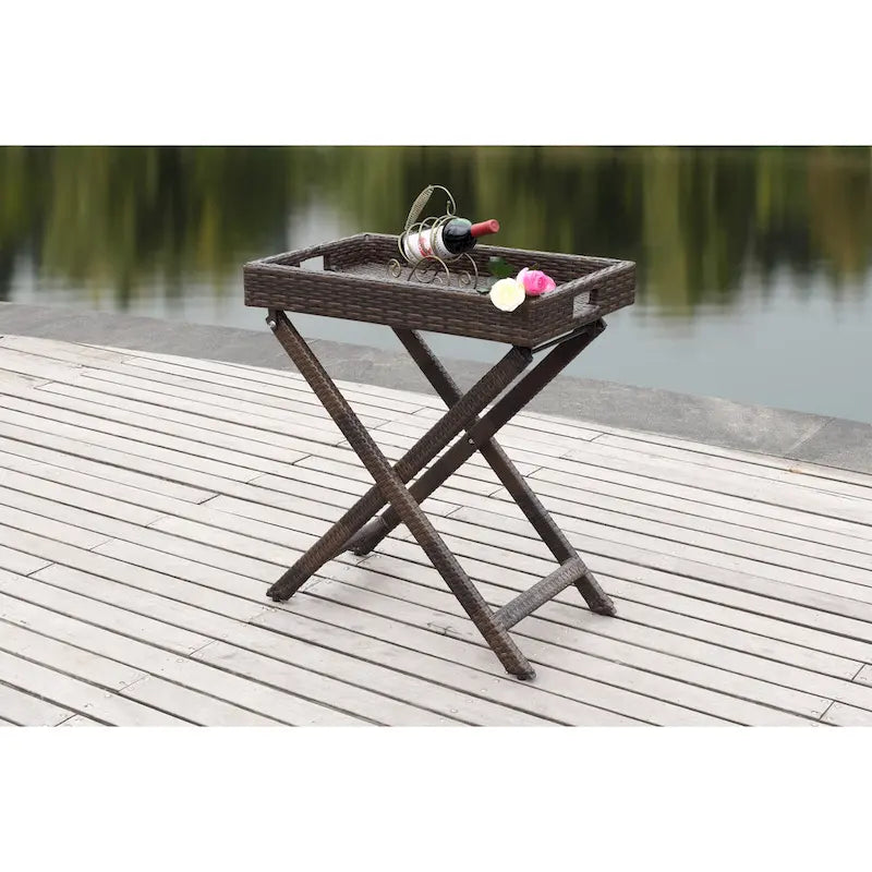 SAFAVIEH Table d'appoint pliante Hygerta d'extérieur - 28Lx18Px32H