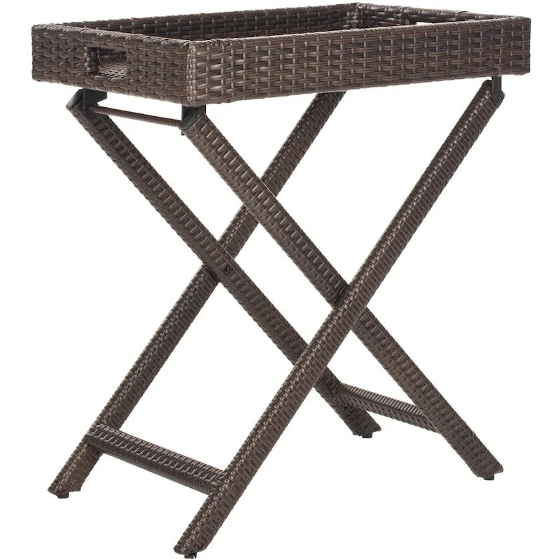 SAFAVIEH Table d'appoint pliante Hygerta d'extérieur - 28Lx18Px32H