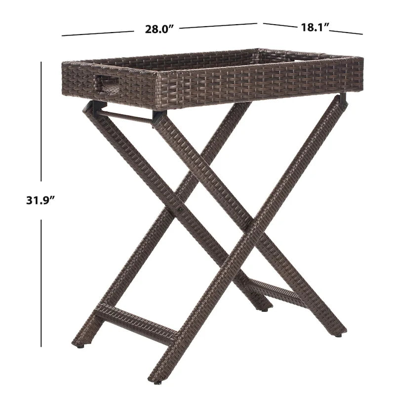 SAFAVIEH Table d'appoint pliante Hygerta d'extérieur - 28Lx18Px32H