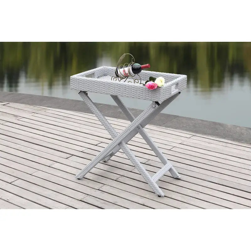 SAFAVIEH Table d'appoint pliante Hygerta d'extérieur - 28Lx18Px32H
