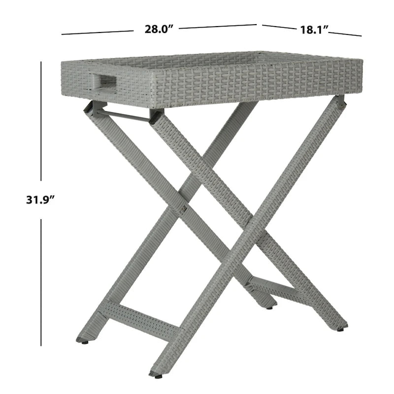 SAFAVIEH Table d'appoint pliante Hygerta d'extérieur - 28Lx18Px32H