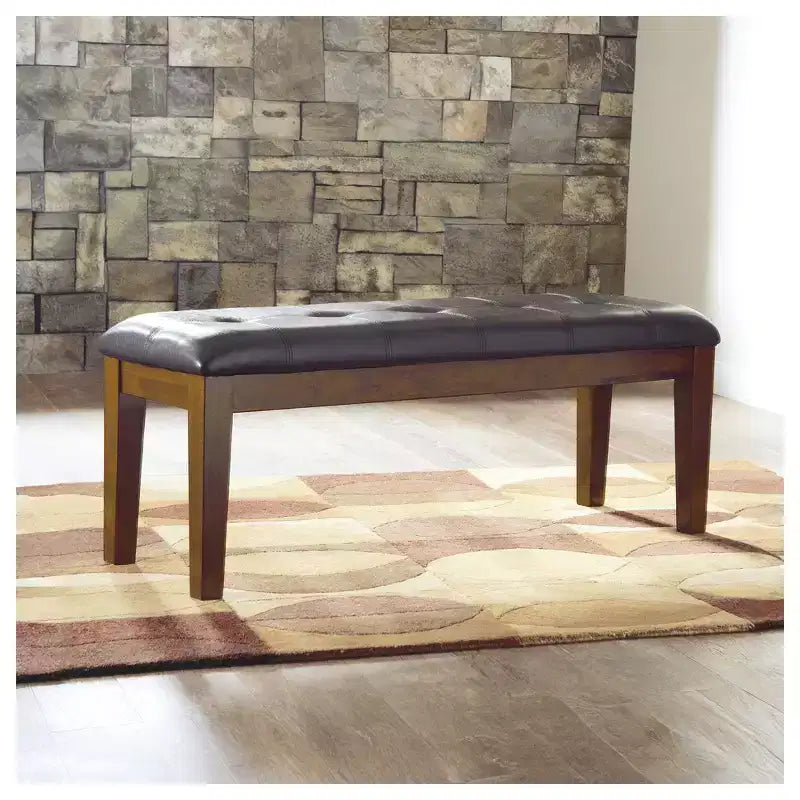 Grande banquette de salle à manger capitonnée, assise en similicuir marron moyen