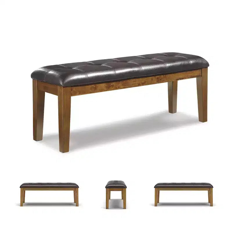 Grande banquette de salle à manger capitonnée, assise en similicuir marron moyen