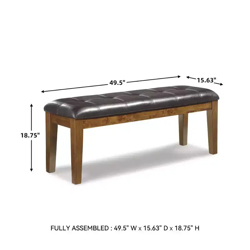 Grande banquette de salle à manger capitonnée, assise en similicuir marron moyen