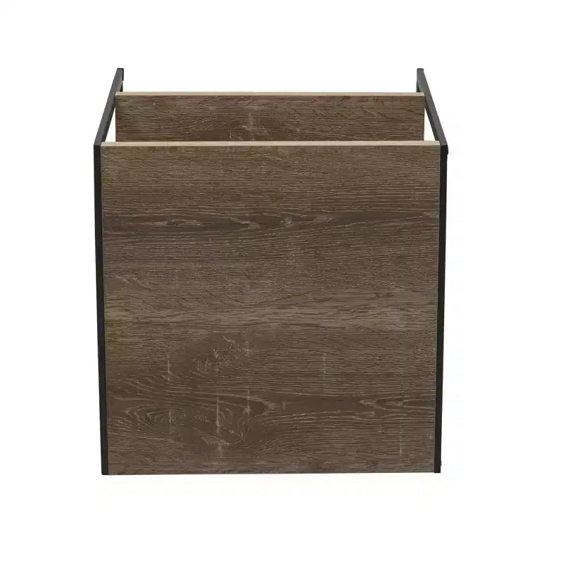 Table d'appoint carrée, cadre en fer noir avec plateau marron