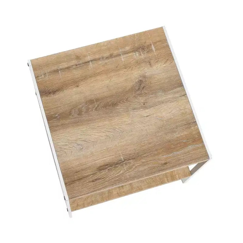 Table d'appoint carrée, cadre en fer noir avec plateau marron