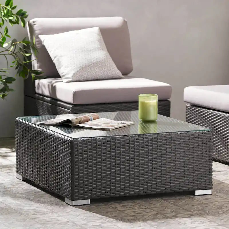 Table basse d'extérieur en osier Santa Rosa par Christopher Knight Home