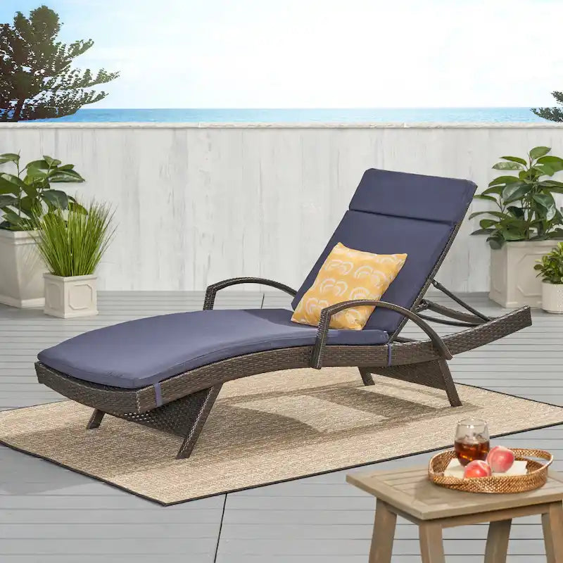 Toscana Outdoor Wicker Armed Cushioned Chaise Lounge by Christopher Knight Home