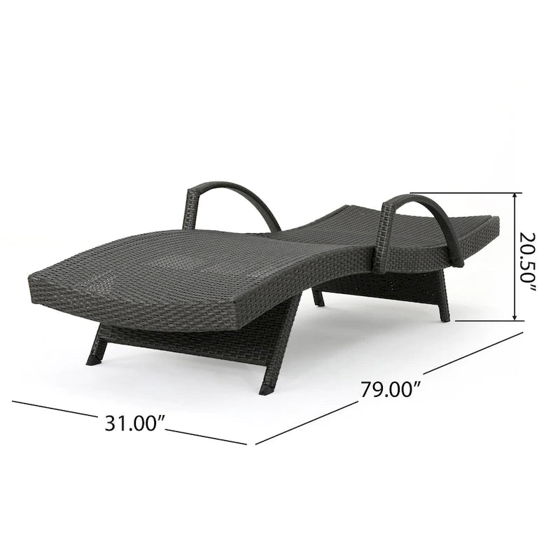 Toscana, chaise longue de jardin en osier avec coussins et accoudoirs, par Christopher Knight Home