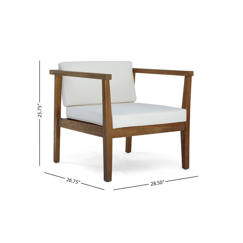 Chaises Club d'extérieur Newbury en bois d'acacia avec coussins (lot de 2) par Christopher Knight Home