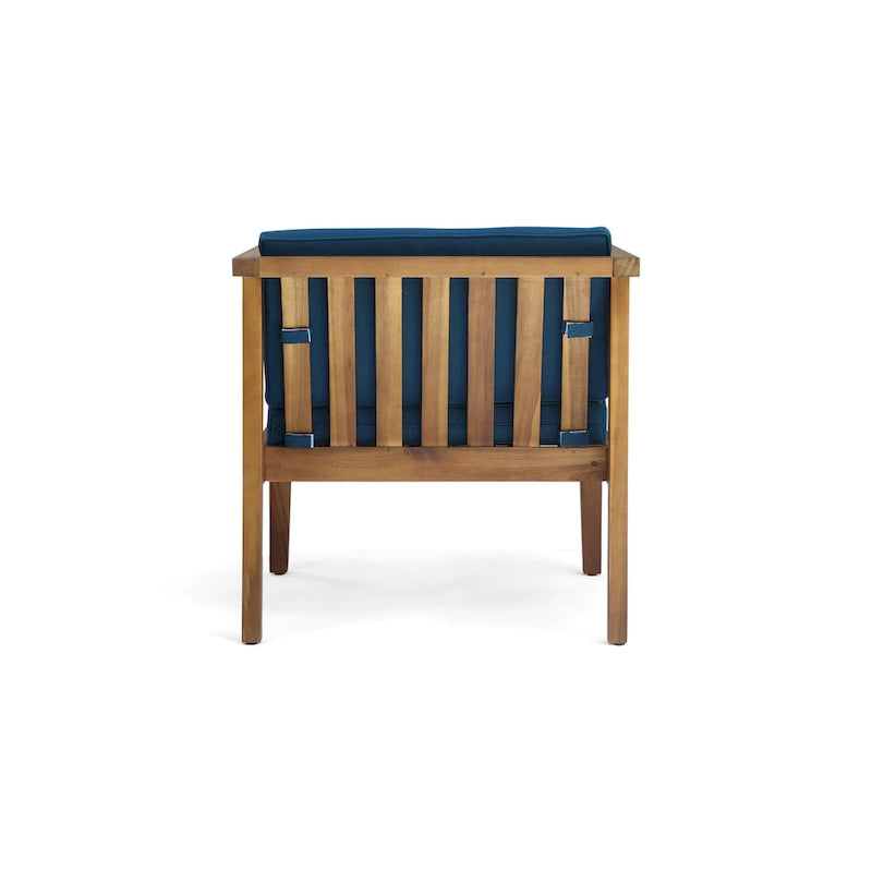 Chaises Club d'extérieur Newbury en bois d'acacia avec coussins (lot de 2) par Christopher Knight Home