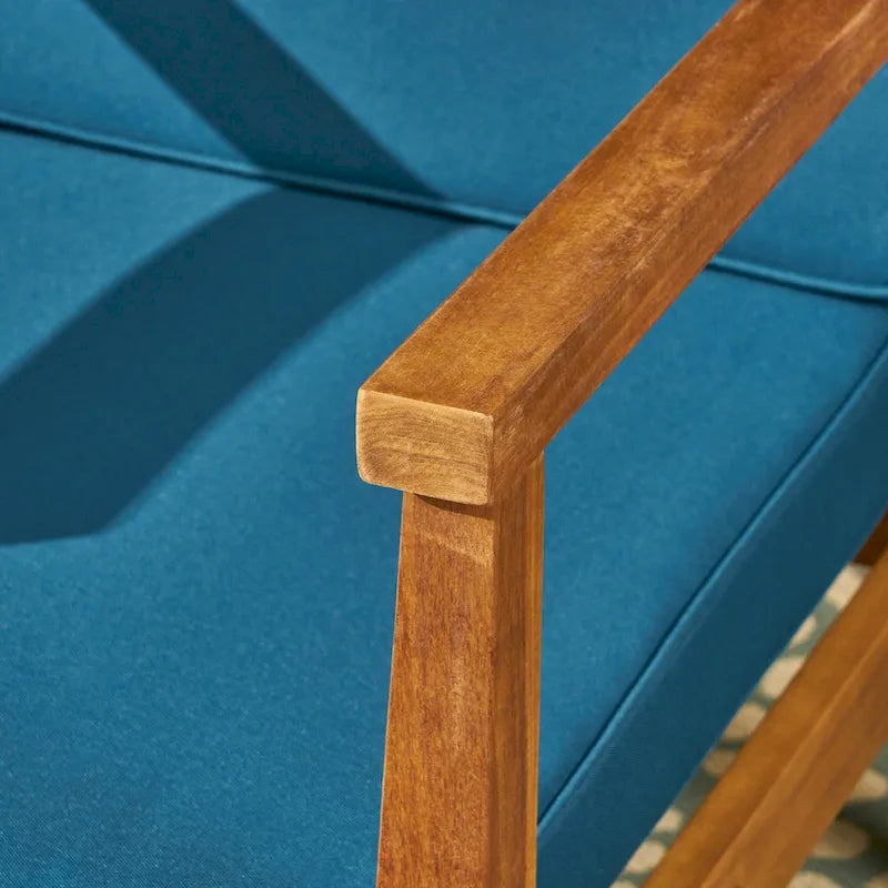 Chaises Club d'extérieur Newbury en bois d'acacia avec coussins (lot de 2) par Christopher Knight Home