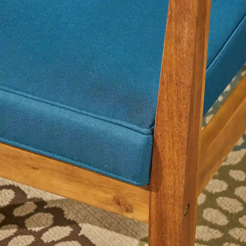 Chaises Club d'extérieur Newbury en bois d'acacia avec coussins (lot de 2) par Christopher Knight Home