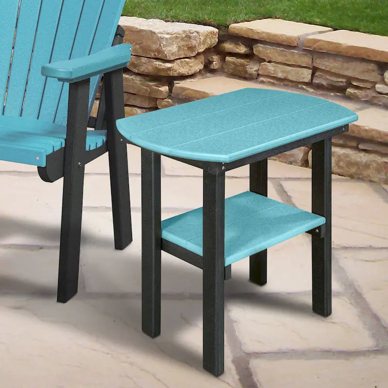 Table d'appoint ovale OS Home and Office, fabriquée aux États-Unis – Bleu Aruba sur base noire