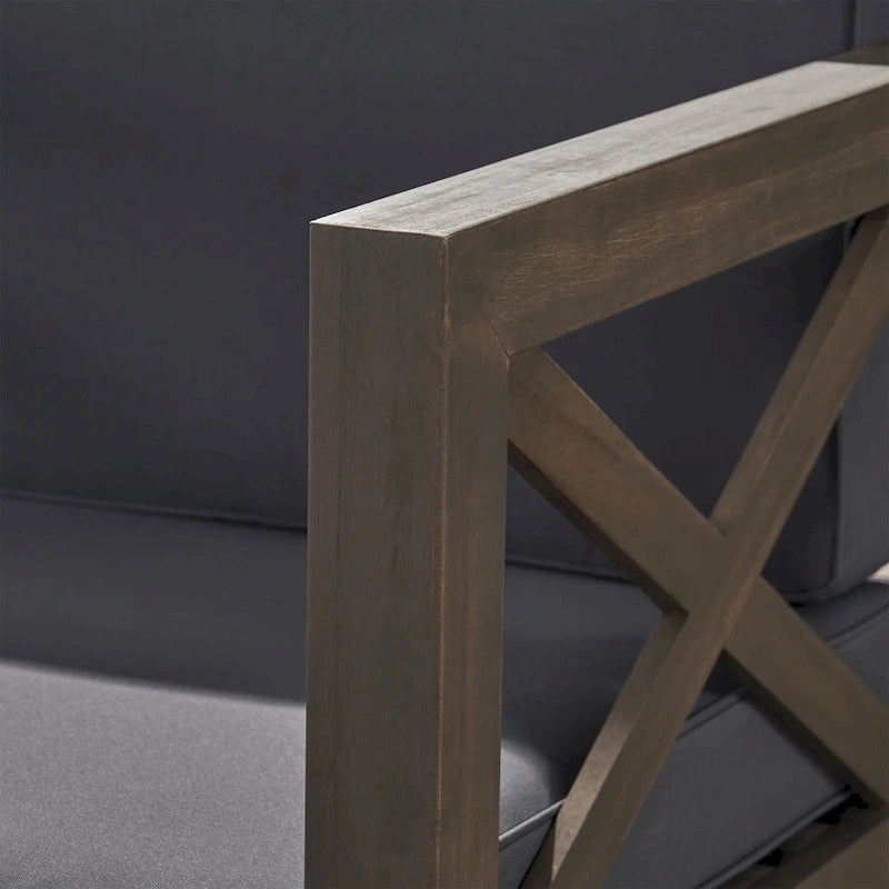 Ensemble canapé 8 places et fauteuil de jardin en acacia Brava par Christopher Knight Home