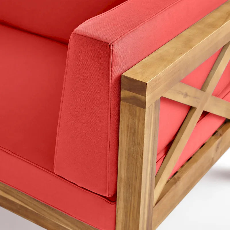 Ensemble canapé 8 places et fauteuil de jardin en acacia Brava par Christopher Knight Home