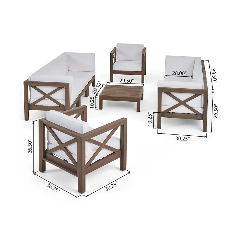 Ensemble canapé 8 places et fauteuil de jardin en acacia Brava par Christopher Knight Home