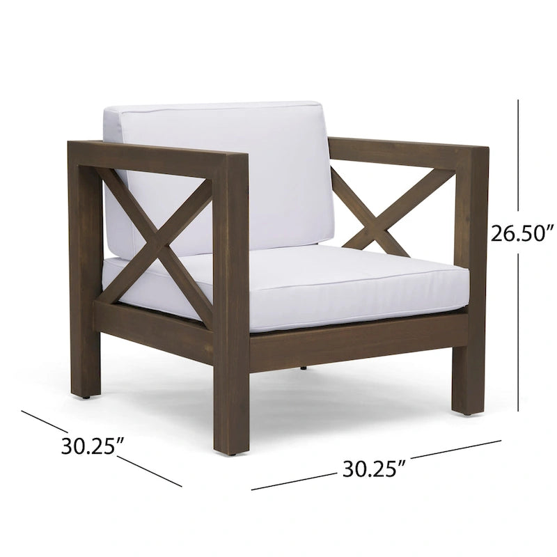 Ensemble canapé 8 places et fauteuil de jardin en acacia Brava par Christopher Knight Home