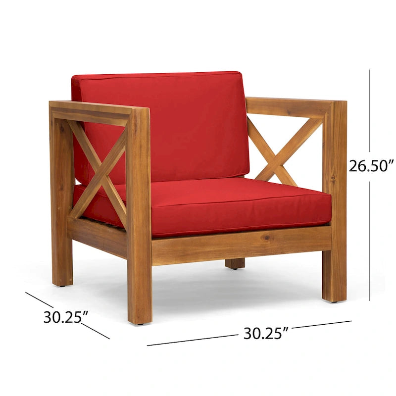 Ensemble canapé 8 places et fauteuil de jardin en acacia Brava par Christopher Knight Home
