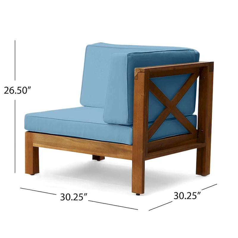 Ensemble canapé 8 places et fauteuil de jardin en acacia Brava par Christopher Knight Home