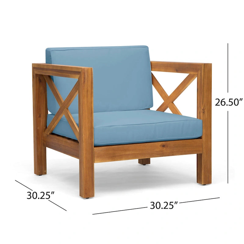 Ensemble canapé 8 places et fauteuil de jardin en acacia Brava par Christopher Knight Home