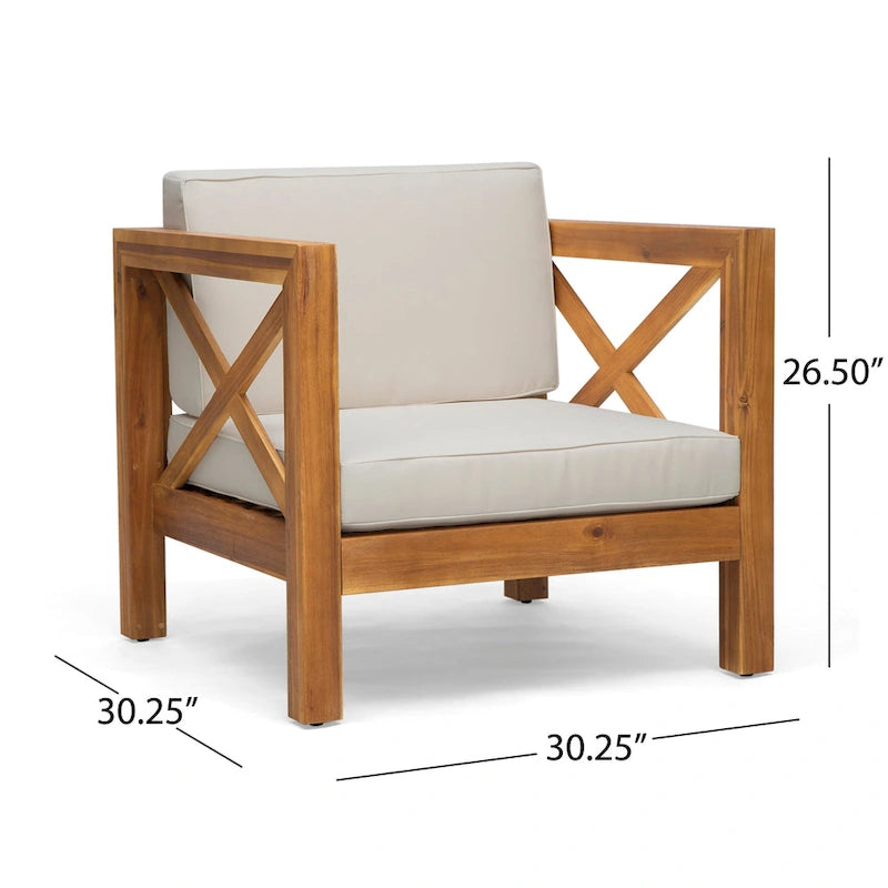 Ensemble canapé 8 places et fauteuil de jardin en acacia Brava par Christopher Knight Home