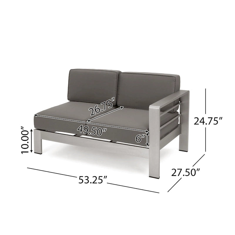 Ensemble de conversation d'extérieur moderne en aluminium à 7 places avec poufs Cape Coral par Christopher Knight Home