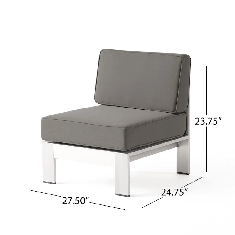 Ensemble de conversation d'extérieur moderne en aluminium à 7 places avec poufs Cape Coral par Christopher Knight Home