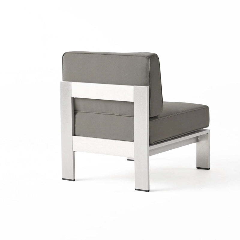 Ensemble de conversation d'extérieur moderne en aluminium à 7 places avec poufs Cape Coral par Christopher Knight Home