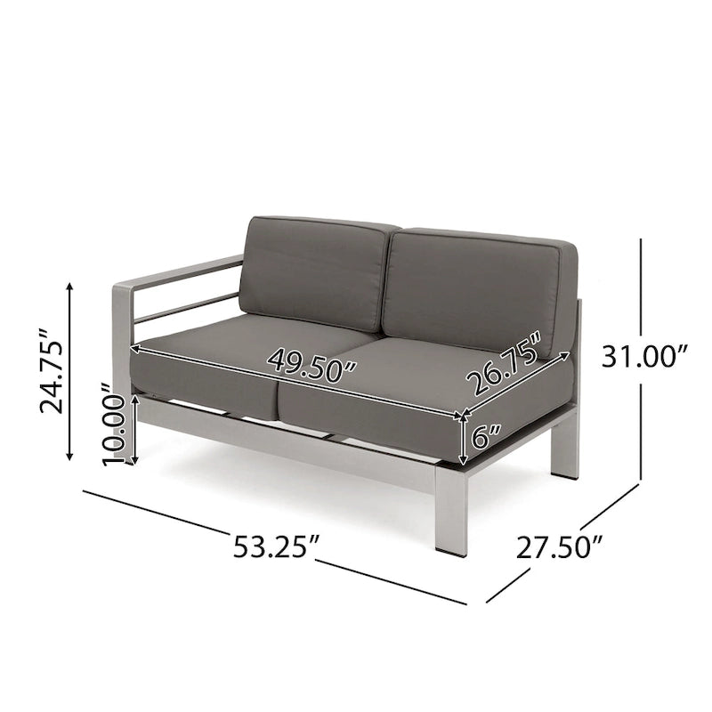 Ensemble de conversation en aluminium 7 places allongé Cape Coral Outdoor avec foyer par Christopher Knight Home
