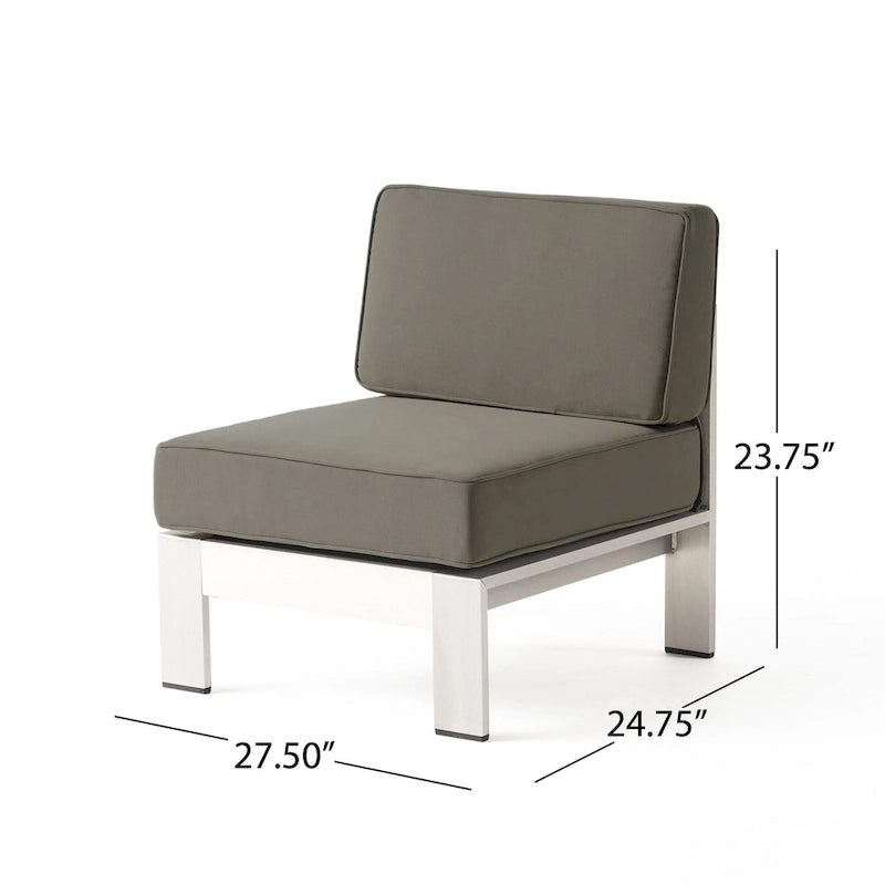Ensemble de conversation en aluminium 7 places allongé Cape Coral Outdoor avec foyer par Christopher Knight Home