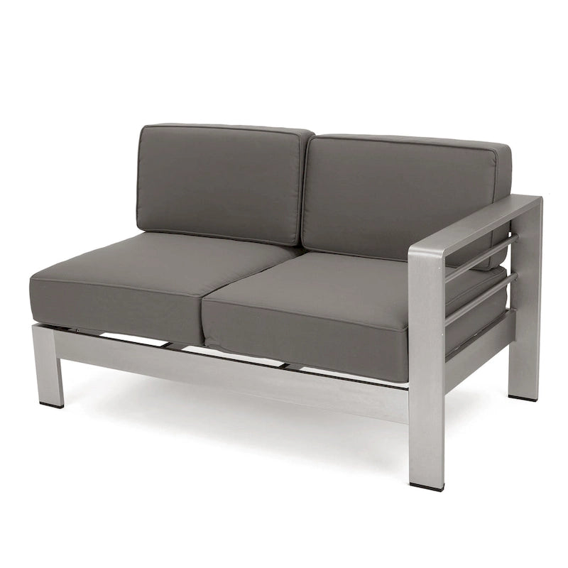 Ensemble de conversation en aluminium 7 places allongé Cape Coral Outdoor avec foyer par Christopher Knight Home