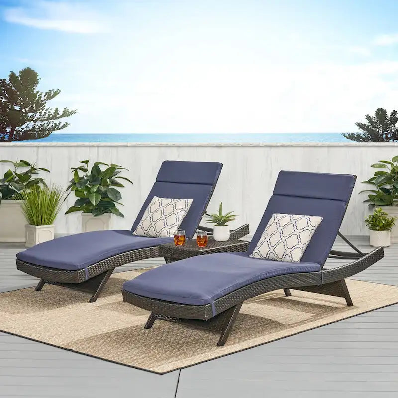 Vilano 3-piece Outdoor Cushioned Lounge Set by Havenside Home by Christopher Knight Home