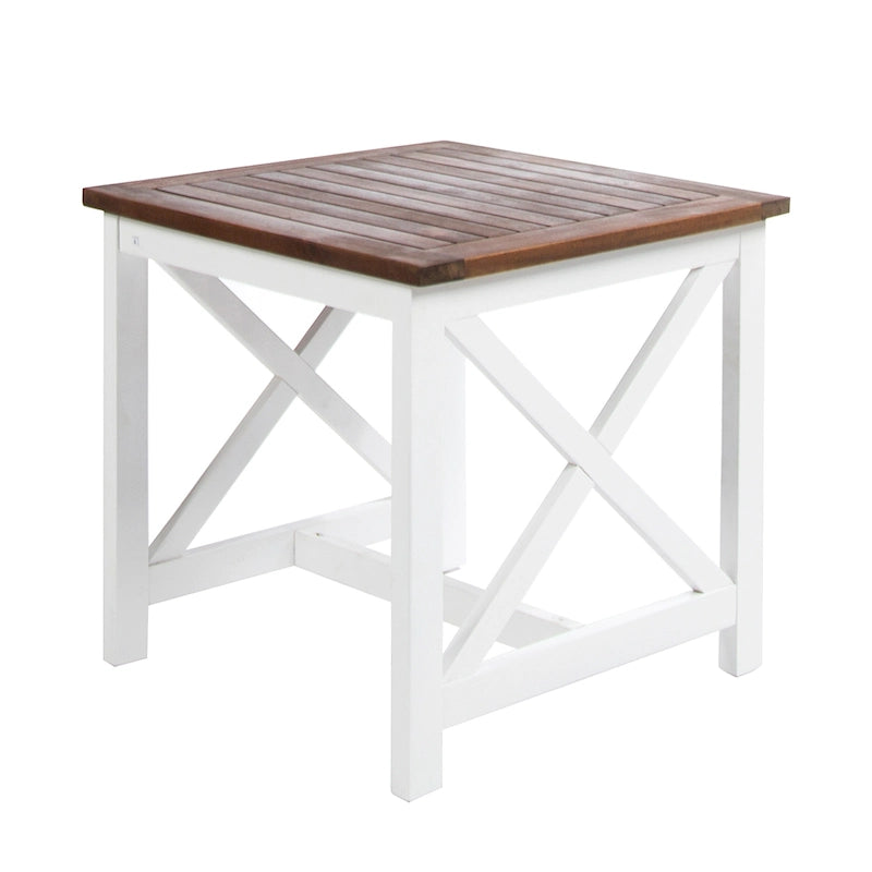 Table d'appoint carrée en bois d'acacia d'extérieur Christopher Knight Home Cassara Farmhouse Cottage