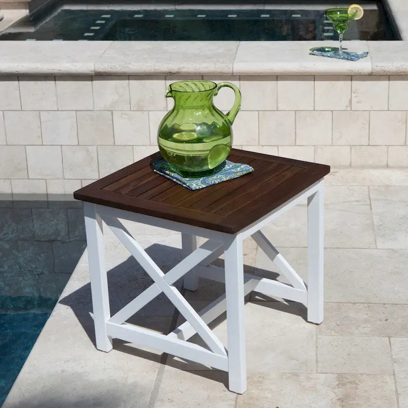 Christopher Knight Home Cassara Outdoor Farmhouse Cottage Square Acacia Wood End Table