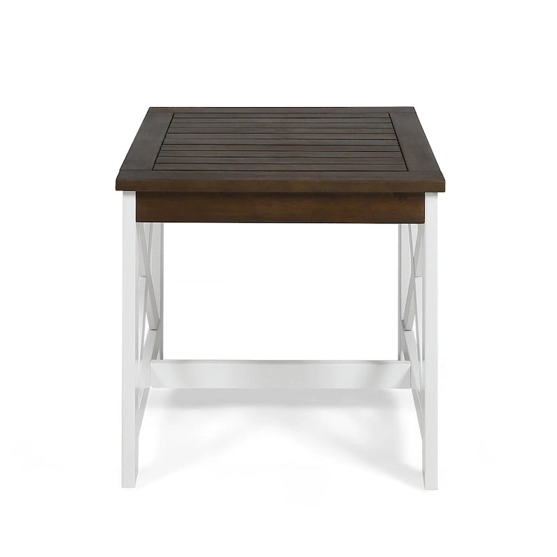 Table d'appoint carrée en bois d'acacia d'extérieur Christopher Knight Home Cassara Farmhouse Cottage