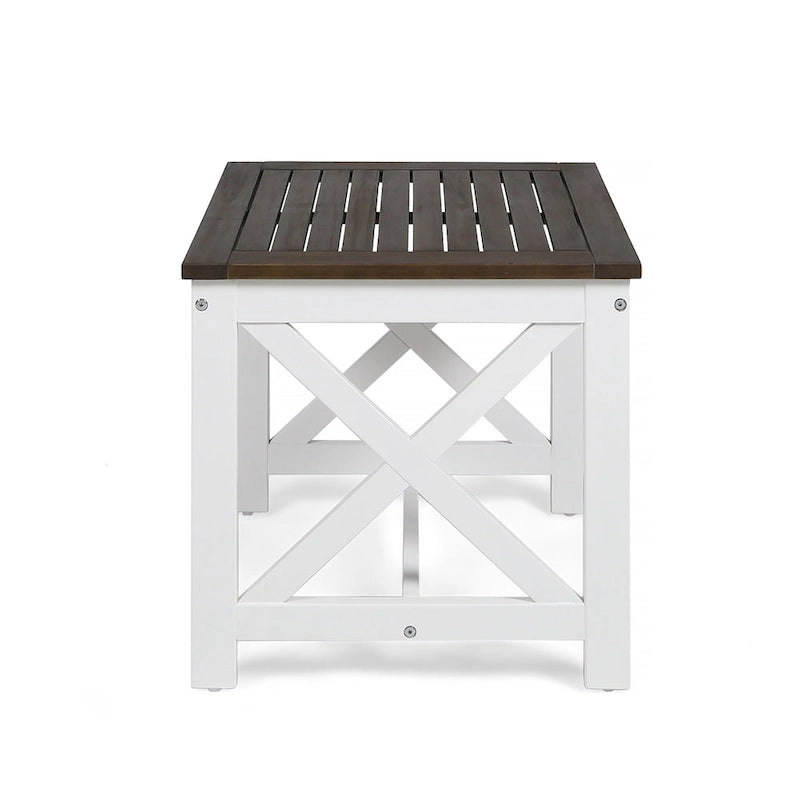 Table d'appoint carrée en bois d'acacia d'extérieur Christopher Knight Home Cassara Farmhouse Cottage