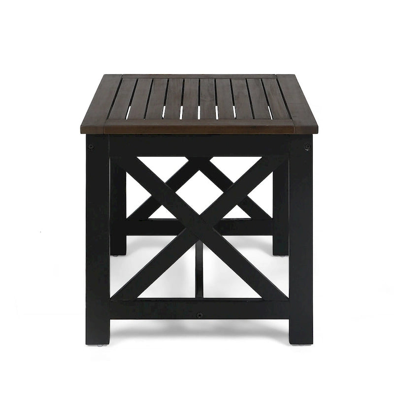 Table d'appoint carrée en bois d'acacia d'extérieur Christopher Knight Home Cassara Farmhouse Cottage