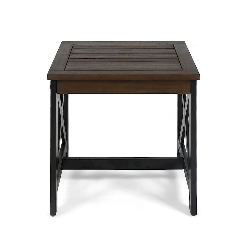 Table d'appoint carrée en bois d'acacia d'extérieur Christopher Knight Home Cassara Farmhouse Cottage