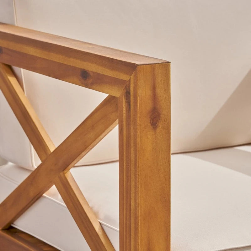 Ensemble canapé modulable et fauteuil Brava Outdoor en acacia par Christopher Knight Home