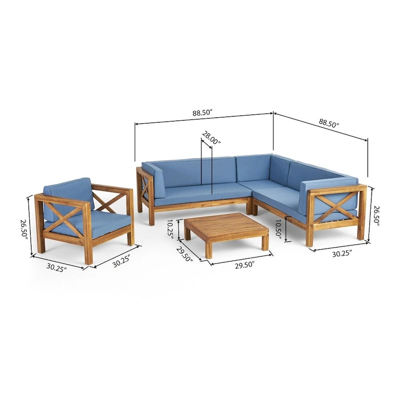 Ensemble canapé modulable et fauteuil Brava Outdoor en acacia par Christopher Knight Home